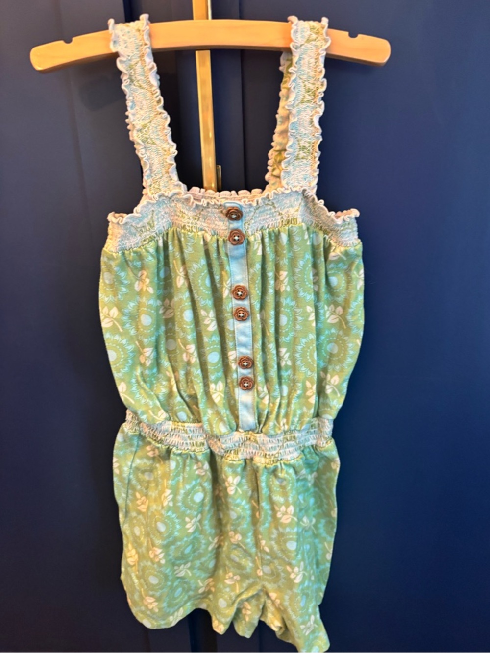 Matilda Jane Green Floral Ruffled-Strap Romper